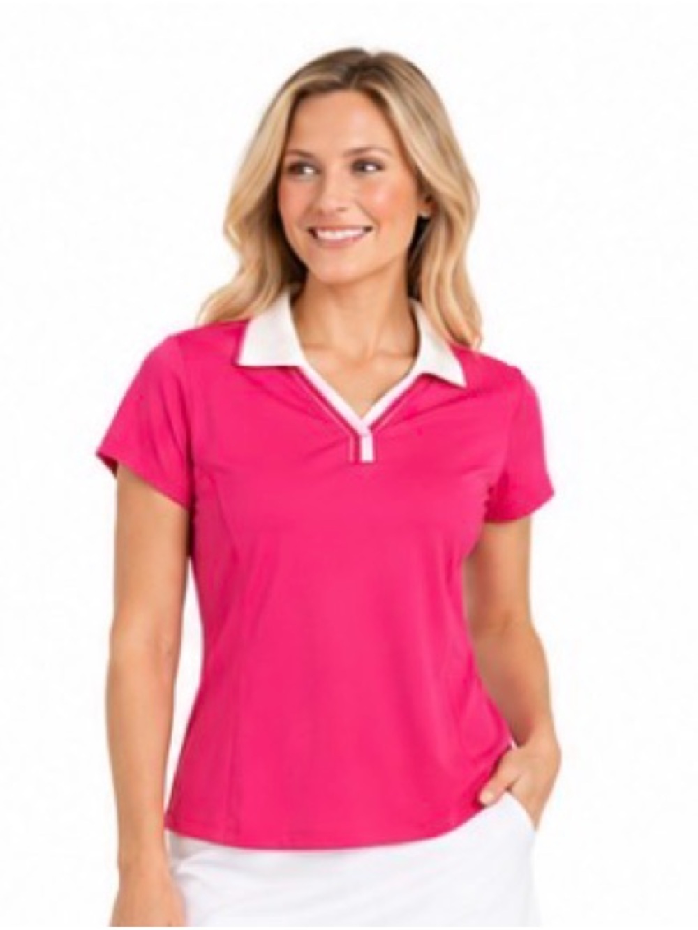 Tail Hot Pink Polo Top with White Collar
